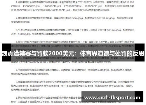 魏震遭禁赛与罚款2000美元：体育界道德与处罚的反思